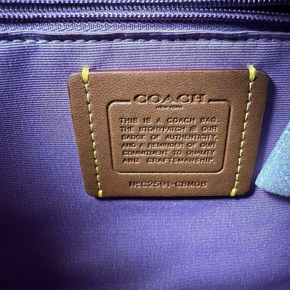 COACH Maggie Small Tote Bag Crossbody Floral Print In Leather Ivory/Purple CBM08 - Picture 8 of 11